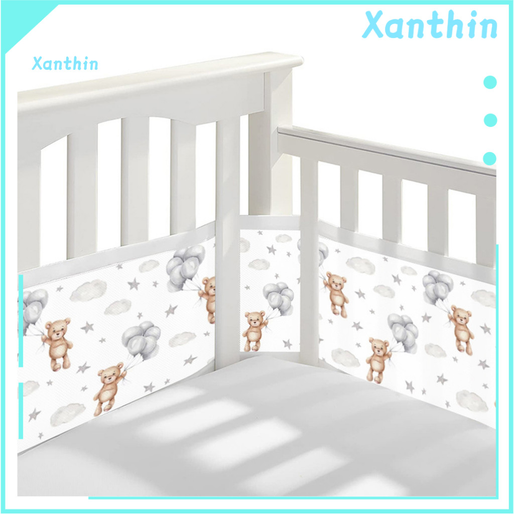 Limb Protection Crib Bumper Liner with 6 Reinforcement Straps Breathable Mesh Double-sided – Baby Safety Barrier Easy 