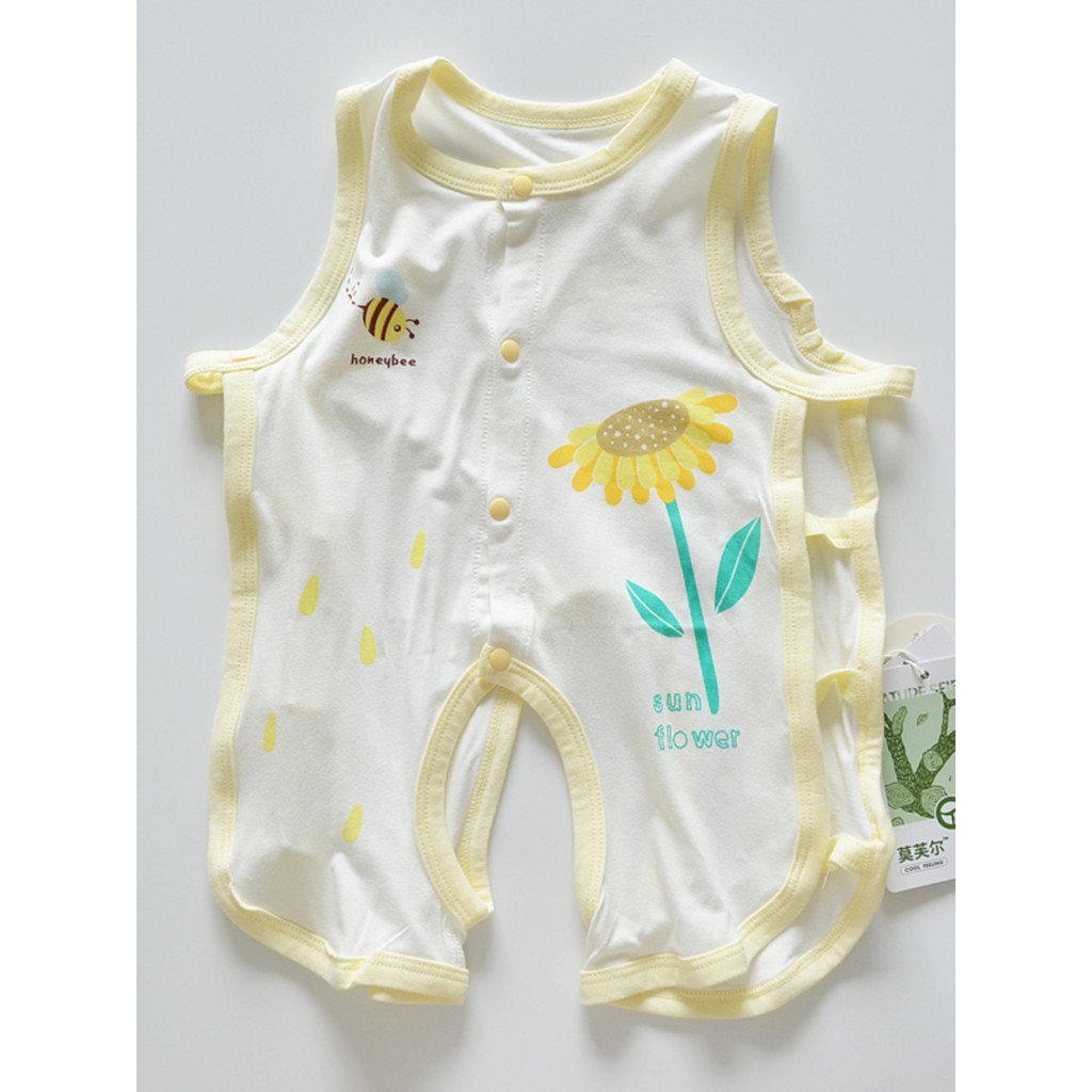 Bebê verão Modal macacão fino Pipa macacão masculino feminino bebê leve respirável colete sem mangas macacão verão