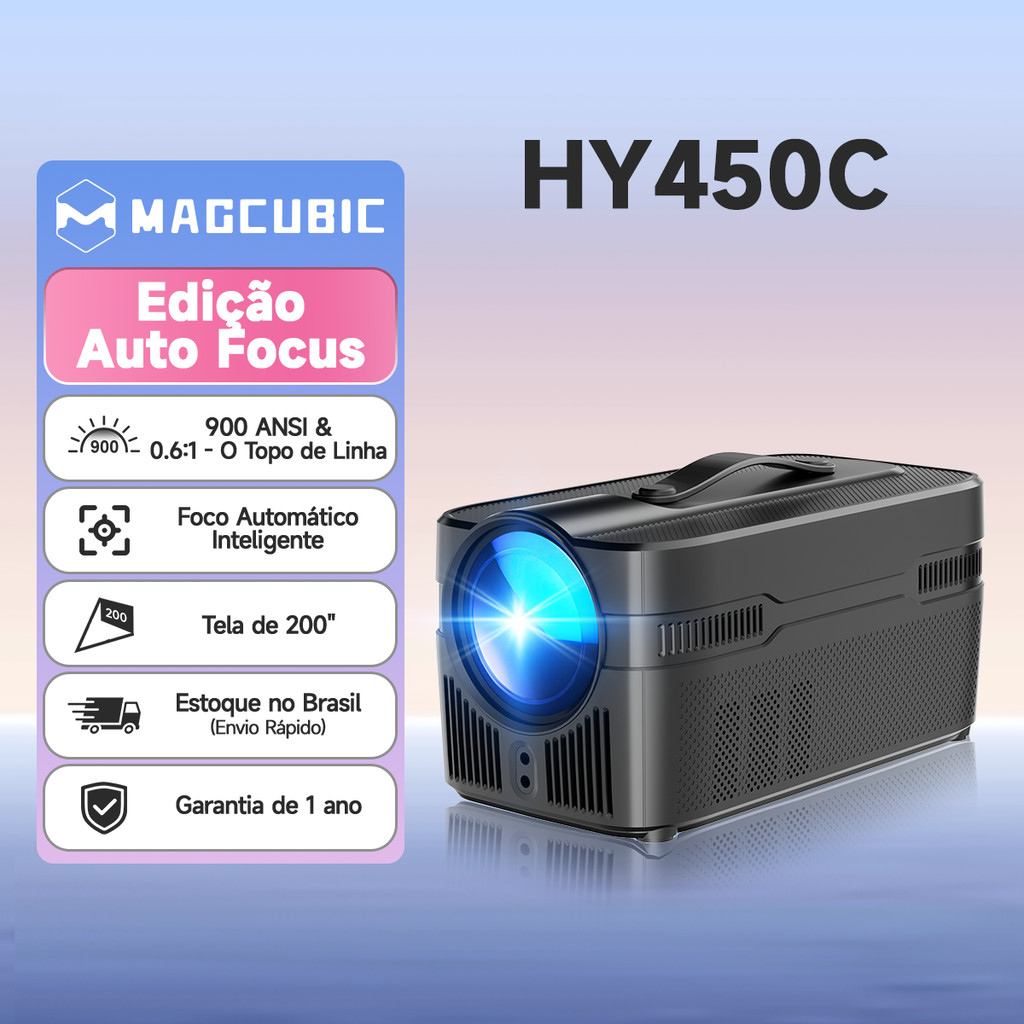 MAGCUBIC HY450C Projetor 900ANSI Foco automático Suporte 8K Alto-falantes duplos de 5W integrados