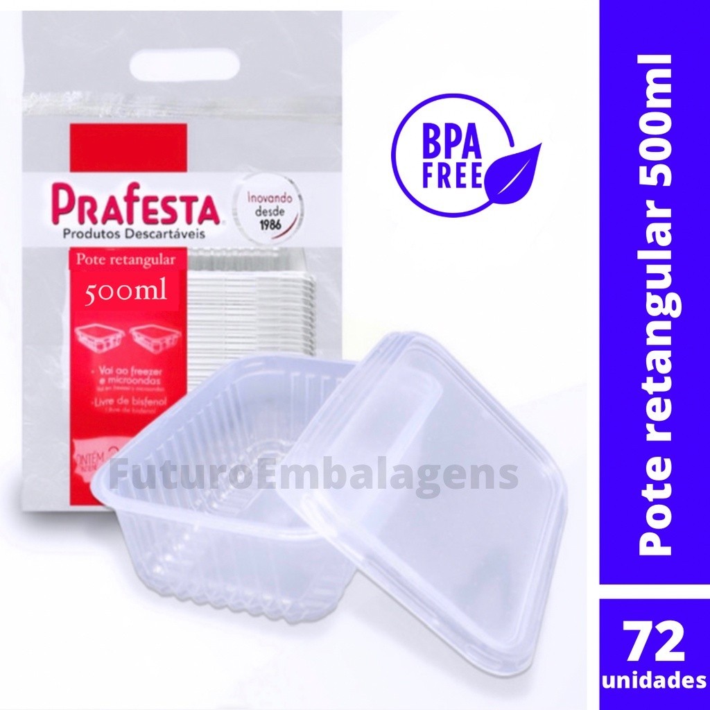 72un Pote 500ml Marmita Descartável Freezer Microondas - Prafesta