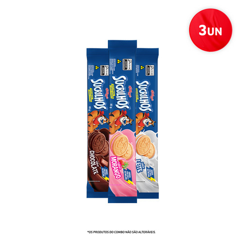 Combo Biscoito Recheado Sucrilhos Sabores Sortidos 3 unid