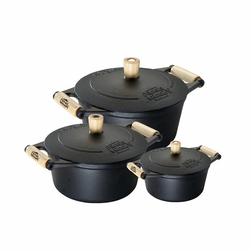 Kit Panela de Ferro Fundido 3 Peças Caçarolas com Alça de Madeira Panela Mineira em Oferta na Shopee