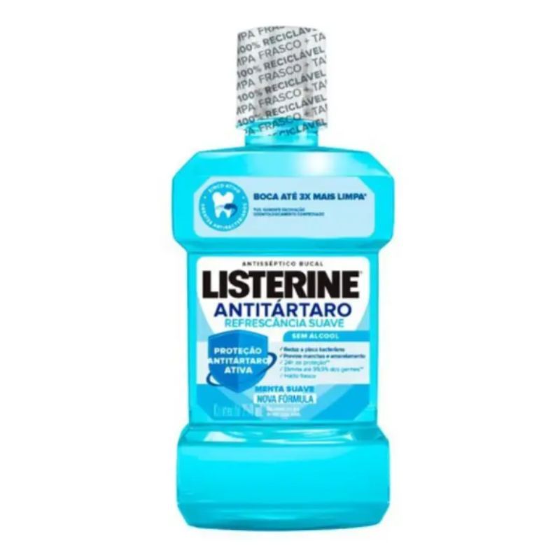 Enxaguante Bucal Listerine Zero Álcool 250ml Menta Suave Antitártaro Uso Diário