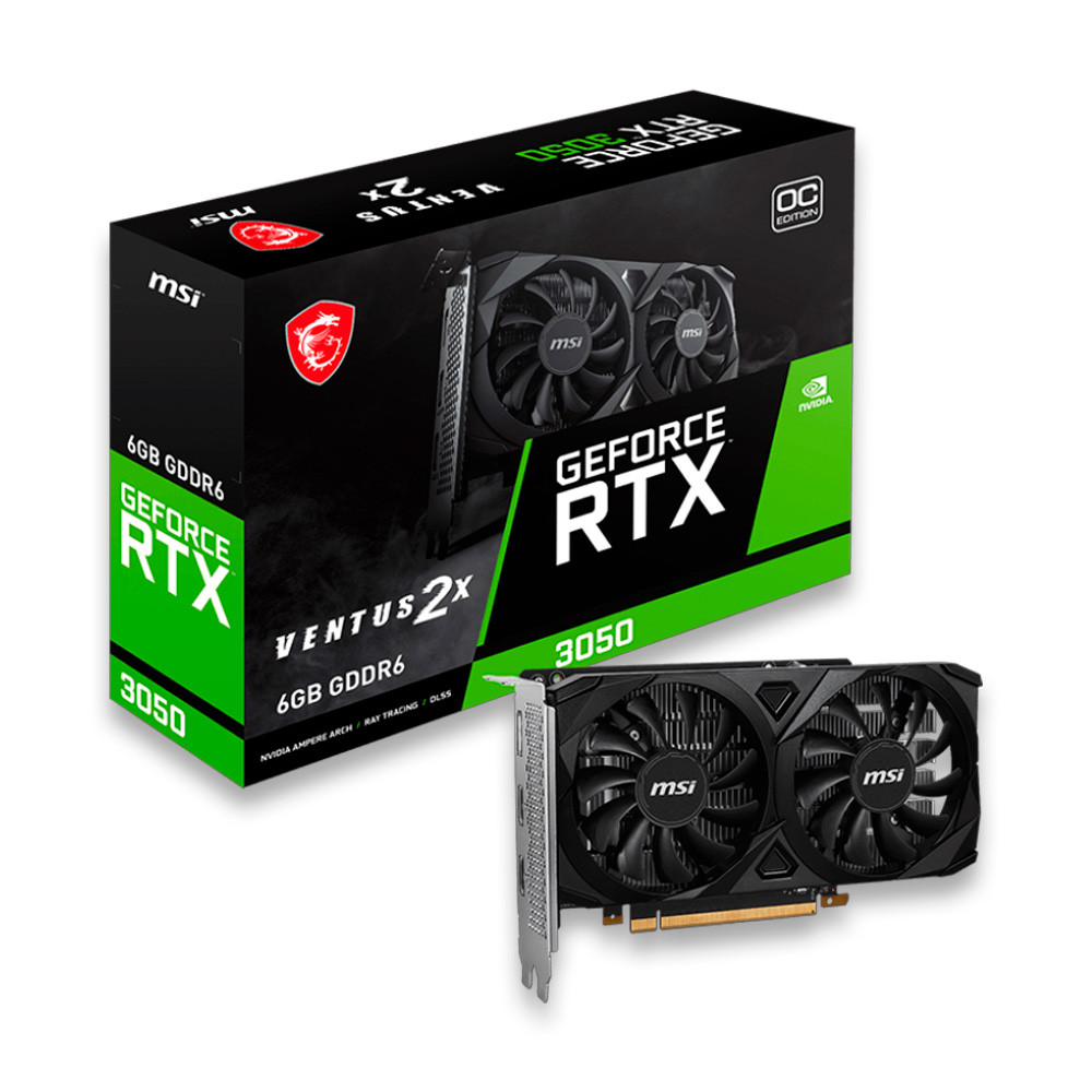 Placa de vídeo RTX3050 6GB GDDR6 96BITS VENTUS 2X 6G OC MSI 912-V812-060
