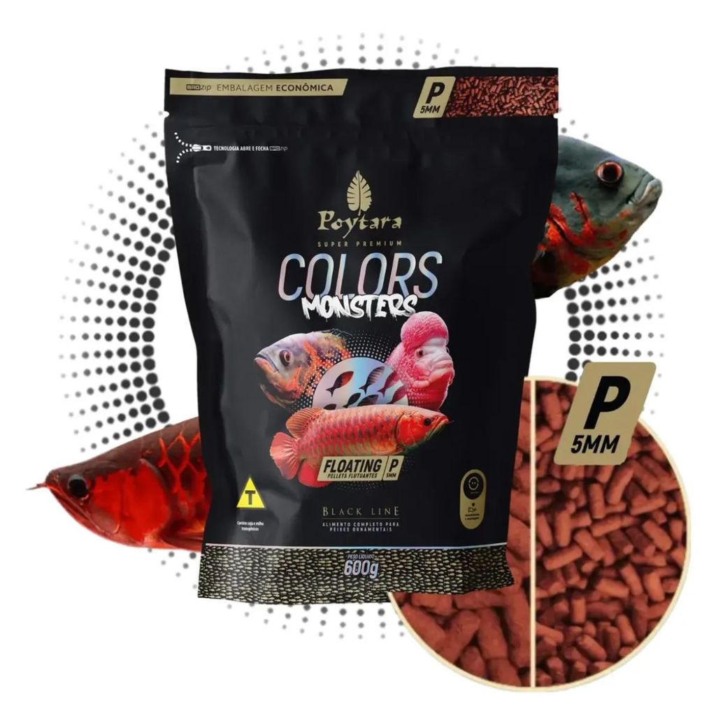 Ração Peixes Jumbos Poytara Colors Monsters P Floating 600g