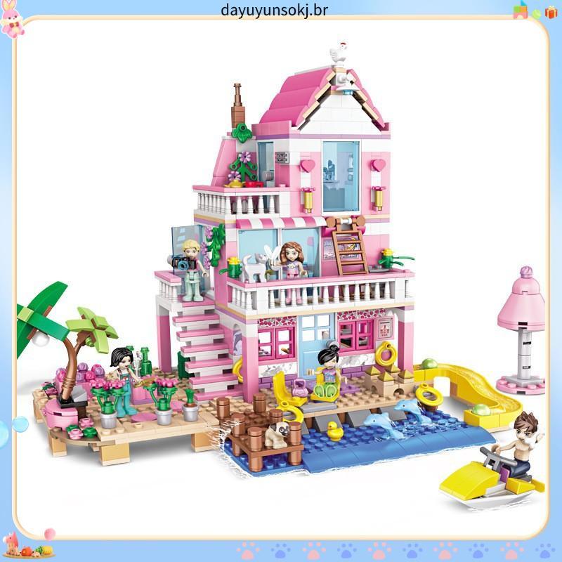 Menina áRvore Casa Blocos De ConstruçãO Bons Amigos ParaíSo Casa Diy Montagem Brinquedos