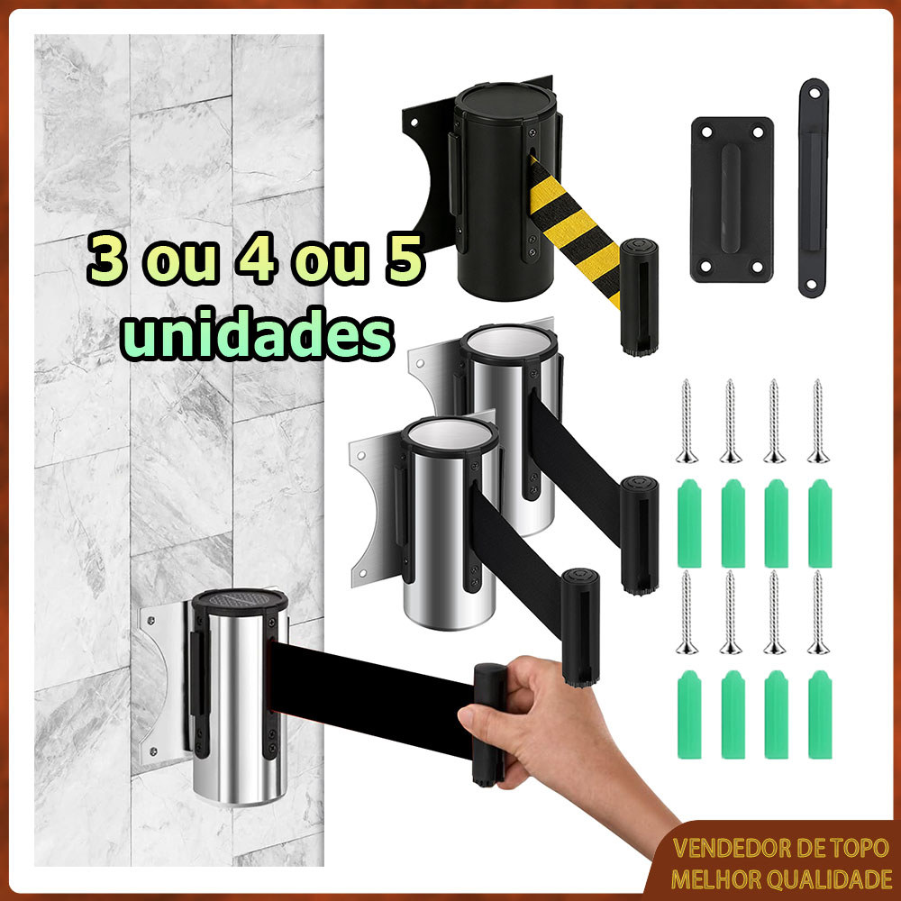 Kit 3/4/5 4.9m Barreira retrátil de parede barreira para controle de multidões barreira divisória barreira de isolamento
