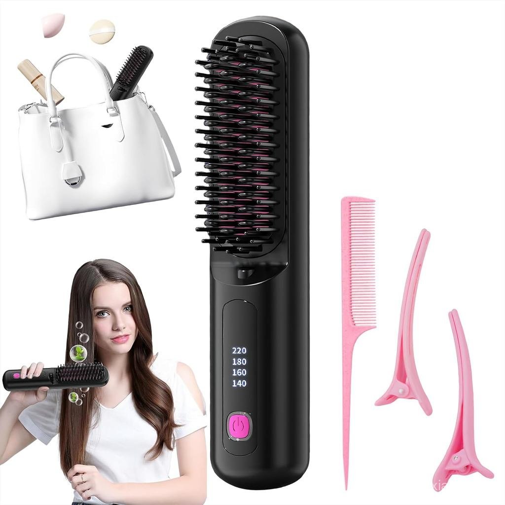 Numoya Go Brush Pro Alisador de Cabelo Portátil Sem Fio Gobrush Pro Recarregável, Pente Quente de Aquecimento Rápido par