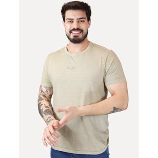 Camiseta Guess Masculina Rubber Est.1981 Stoned Cáqui Médio em Oferta na Shopee