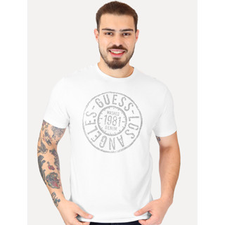 Camiseta Guess Masculina Washed Stamp Branca em Oferta na Shopee