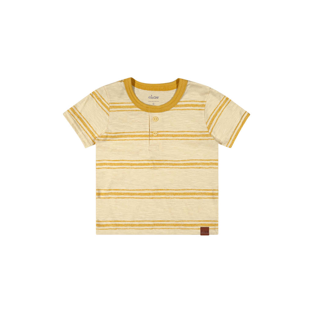 Camiseta Bebê Menino Malha Flamê Listrada Elian Amarelo