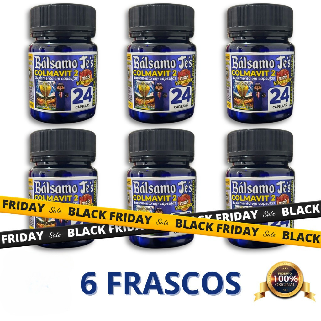 Kit 06 Frascos COLMAVIT 2 Black Premium -  Importado - 24 Cápsulas