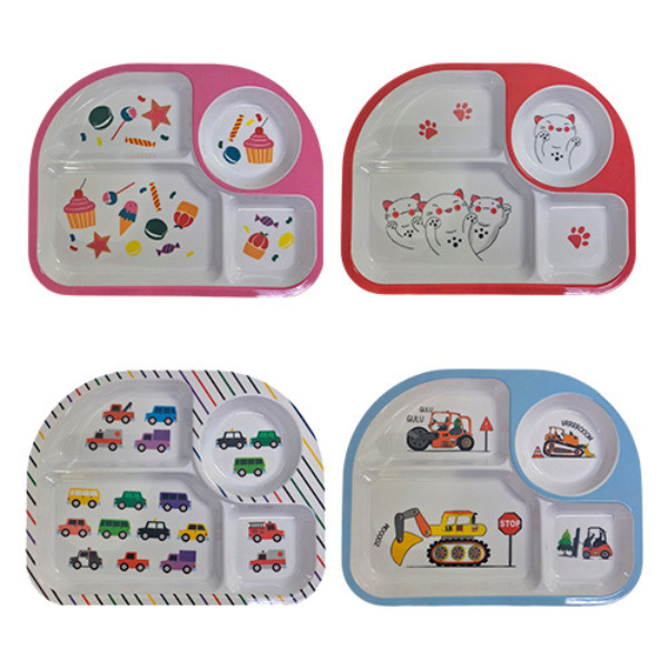 Prato Infantil Dividido com Tigelinha – Carros, Animais e Doces