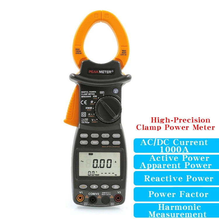 Venda Quente PEAKMETER MS2205 Multifuncional Inteligente Braçadeira Trifásica Medidor De Energia Harmônica Ativa , Reati