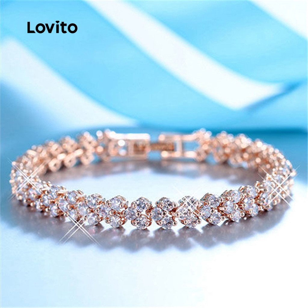 Lovito Pulseira de strass LCS31A96 em Oferta na Shopee