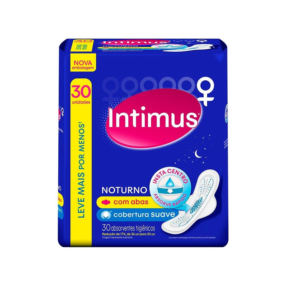 Absorvente Intimus com Abas Noturno Suave Lv+ Pg- c/30un em Oferta na Shopee