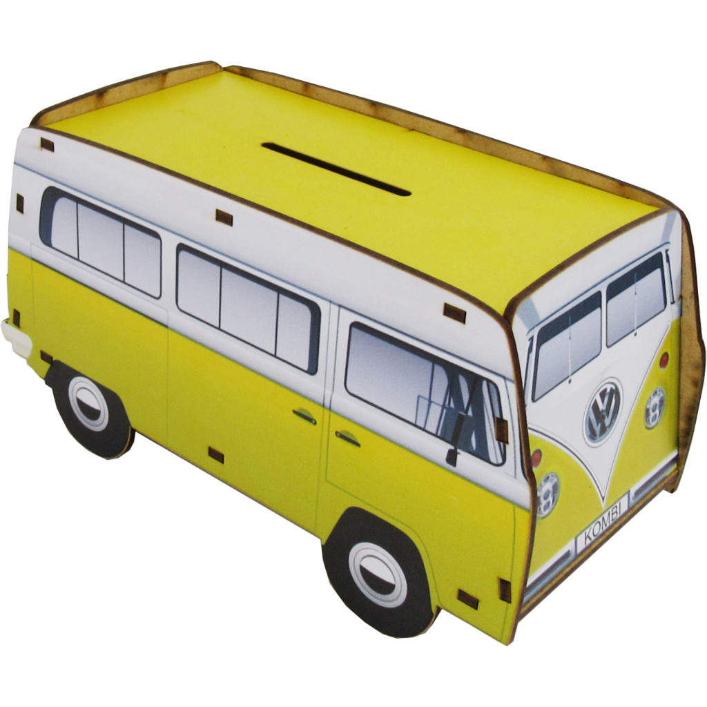 Cofre Cofrinho Porta Moedas Kombi Amarelo 