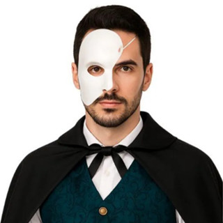 Máscara Fantasma da Ópera Branca Plástica Meia Face Carnaval em Oferta na Shopee