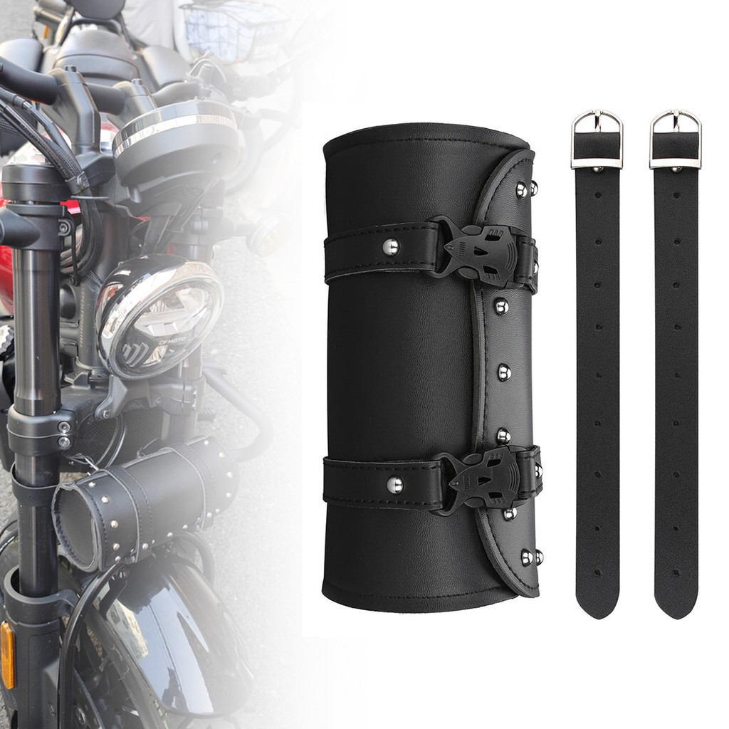 Bolsa de Motocicleta Impermeável de Couro, Pequena Alforje, Preta para Guidão, Acessórios TQ7S
