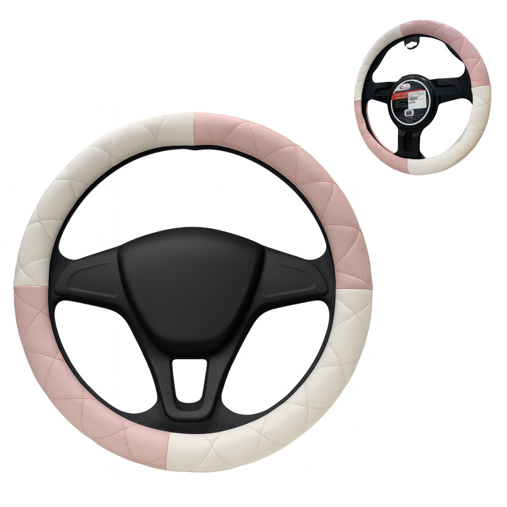 Capa de Couro Feminina de Volante 38cm Branco e Rosa
