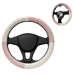 Capa de Couro Feminina de Volante 38cm Branco e Rosa