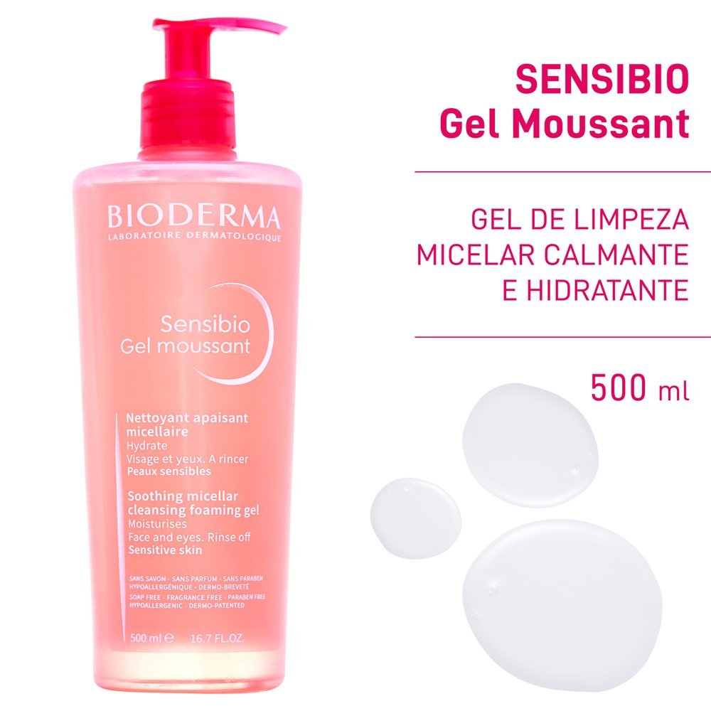 Detalhes do Bioderma Sensibio Gel Moussant de Limpeza Micelar Calmante e Hidratante 500ml