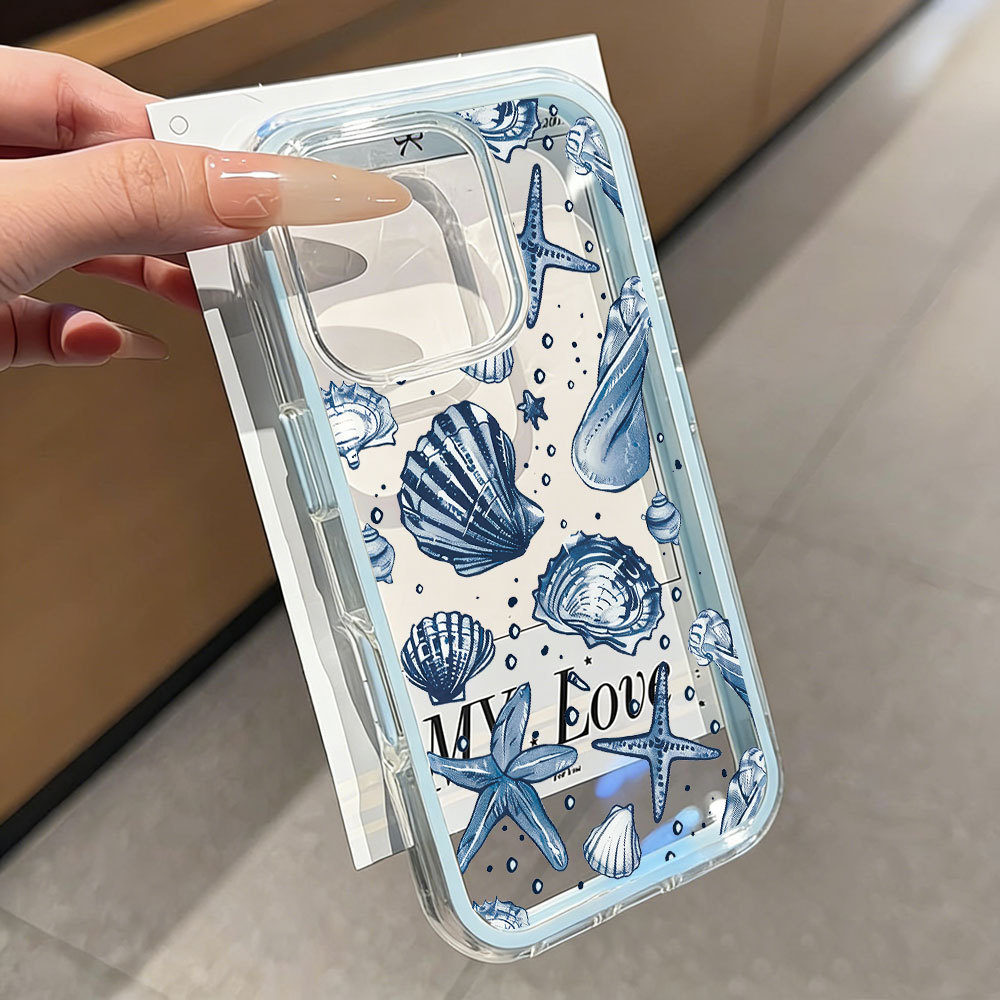 Capa de celular para iPhone 17 16 15 14 13 11 Xs Max Pro Air XR Capinha transparente 2 em 1 com concha Caso