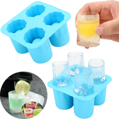 Forma Gelo 4 Copo Shot Silicone Drink Bebida Molde Ice Shot Drinks Copo Tequila Licor Congelador
