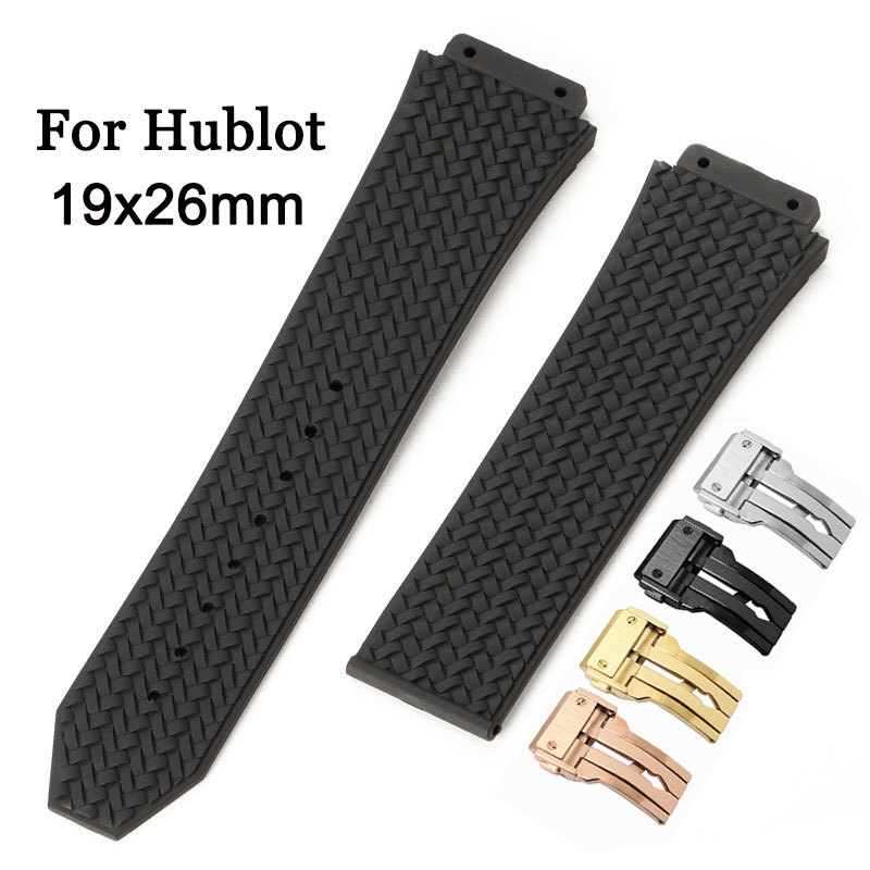 Pulseira De Relógio De Silicone Para Hublot BIG BANG 19x26mm Preta Faixa Borracha À Prova D'água Borboleta Fivela Dobráv em Oferta na Shopee
