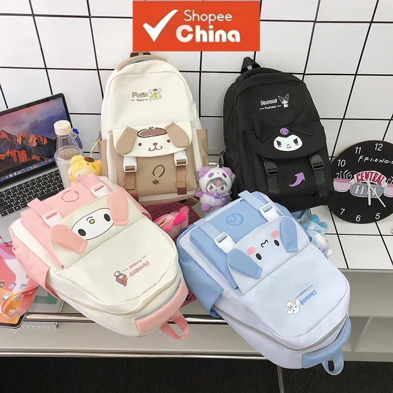 Mochila Sanrio My Melody Kuromi Cinnamoroll Mochila de Grande Capacidade para Estudantes Bolsa de Viagem ao Ar Livre LCV