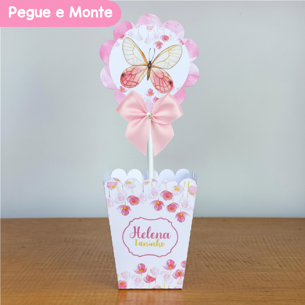 Centro de Mesa Cachepô Borboletas Rosa Borboleta | Cachepot | Personalizados | Lembrancinhas | (Pegue e Monte)