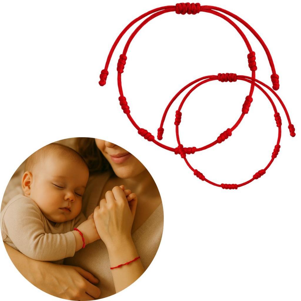 Pulseira Vermelha Kabbalah 7 Nós Adulto e Bebê Infantil Contra Mal Olhado Proteção Mixx