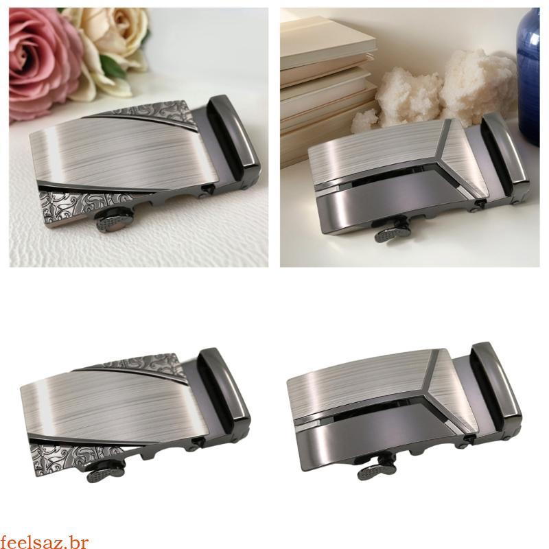 feelsaz Fivela De Cinto Masculina De Couro Artesanato Metal Substituição Automática Para Pai Streetwear Replacemen