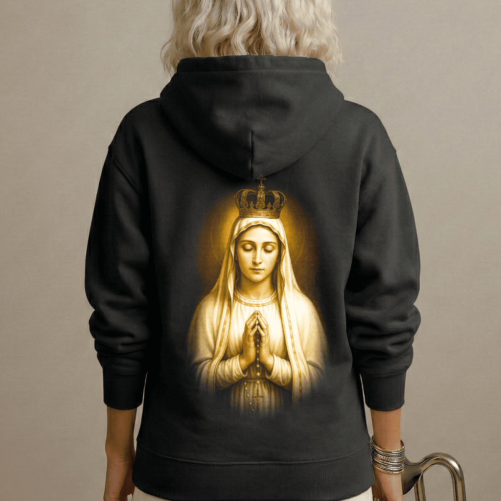 Moletom Canguru Unissex Católico Nossa Senhora De Fátima Religioso Confortável