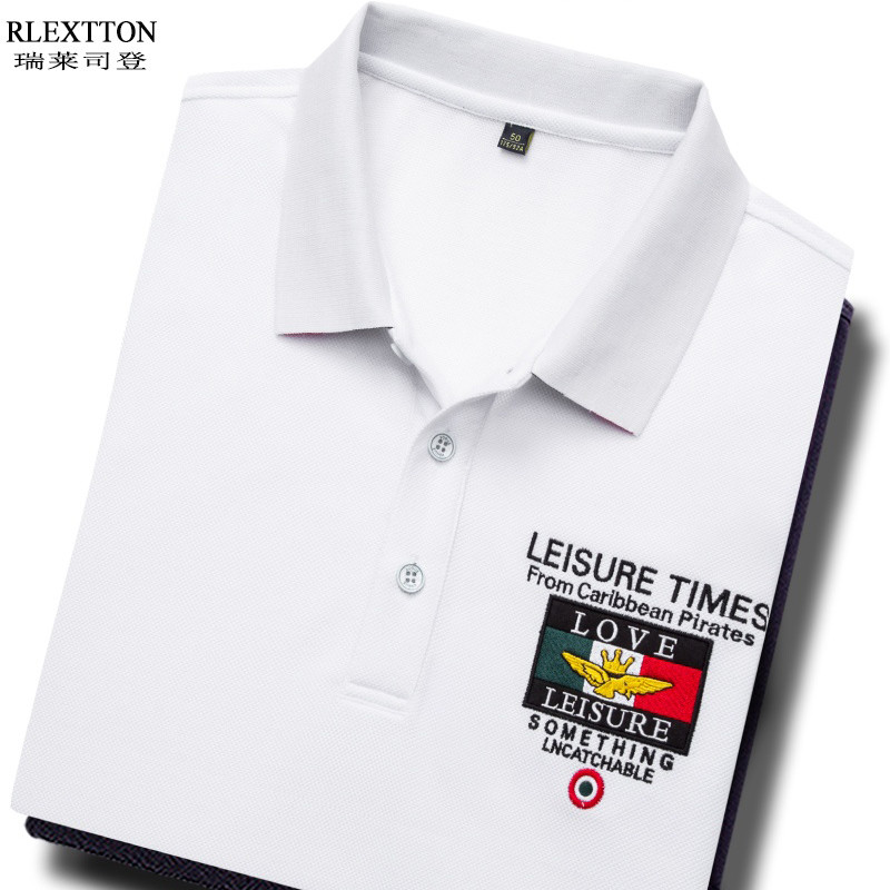 Verão algodão lapela camisa POLO masculina Casual de manga curta camiseta Street Wear bordado camiseta puro algodão marc