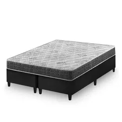Cama Box King Bipartido Preto + Colchão Espuma D33 Ortopédico Zidi San Francisco 193x203x54cm