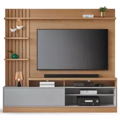 Estante Home Theater para TV até 65 Pol. Maceió Freijó/Cinza Fosco - Colibri
