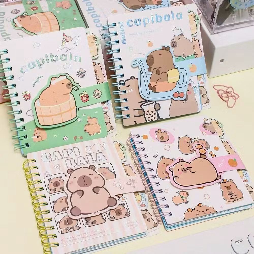 Mini Caderno Capivara com Abas e Velcro 59 Folhas Planner Fofo