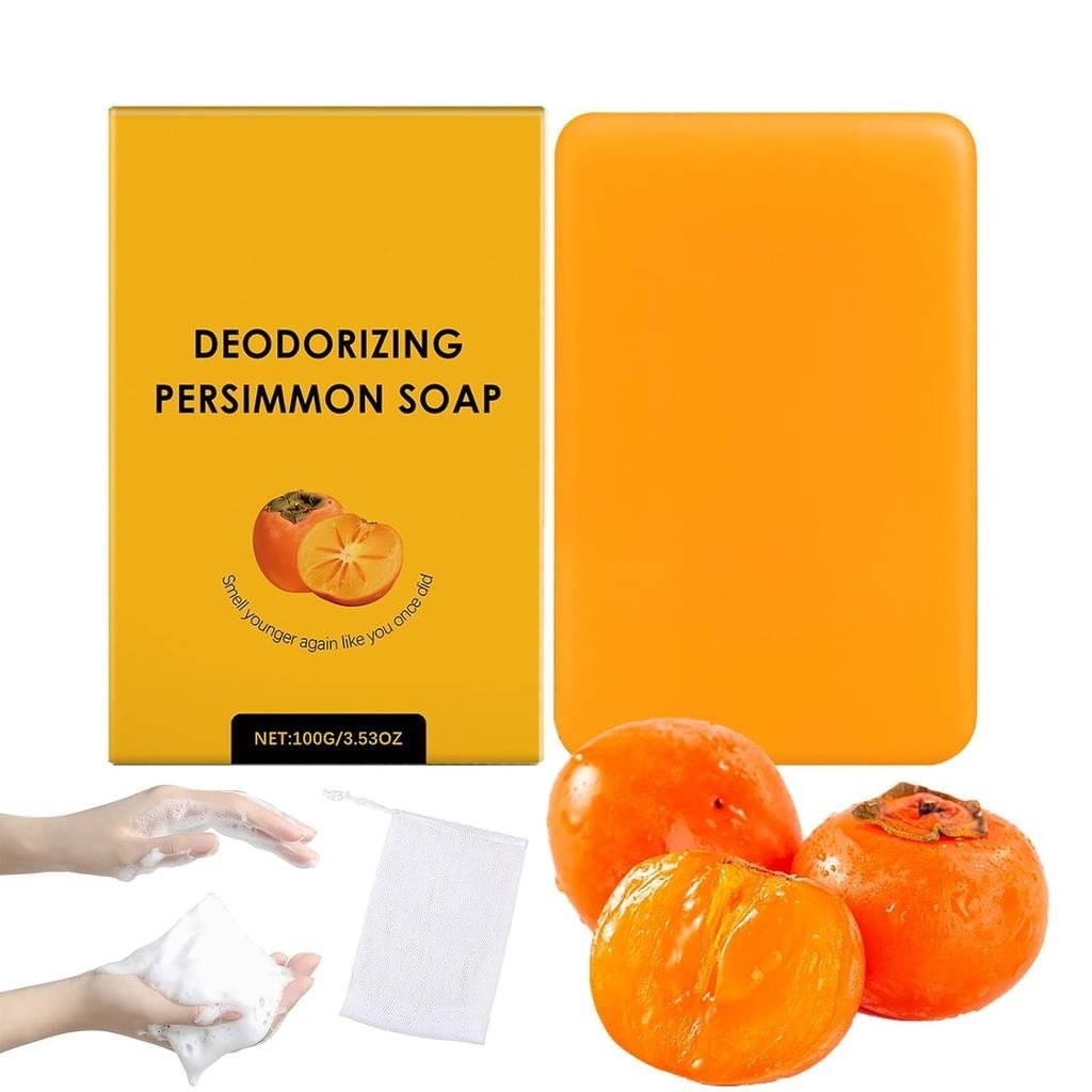 Persimmon Soap, Persimmon Soap for Old People Smell, Natural Deodorizing Extract Soaps, Remove Strong Smell, Suitable fo