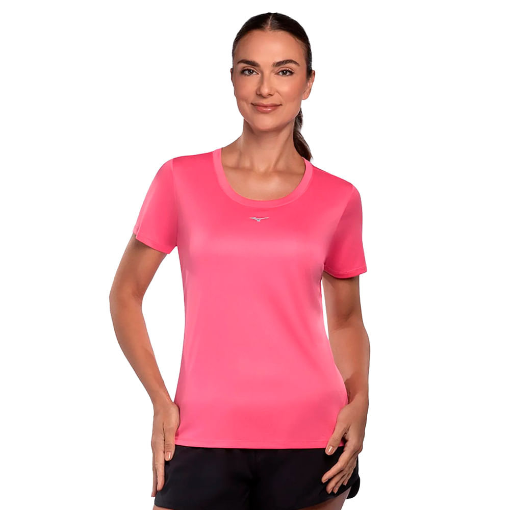 Camiseta Feminina Mizuno Spark 2 Esportiva Rosa Neon