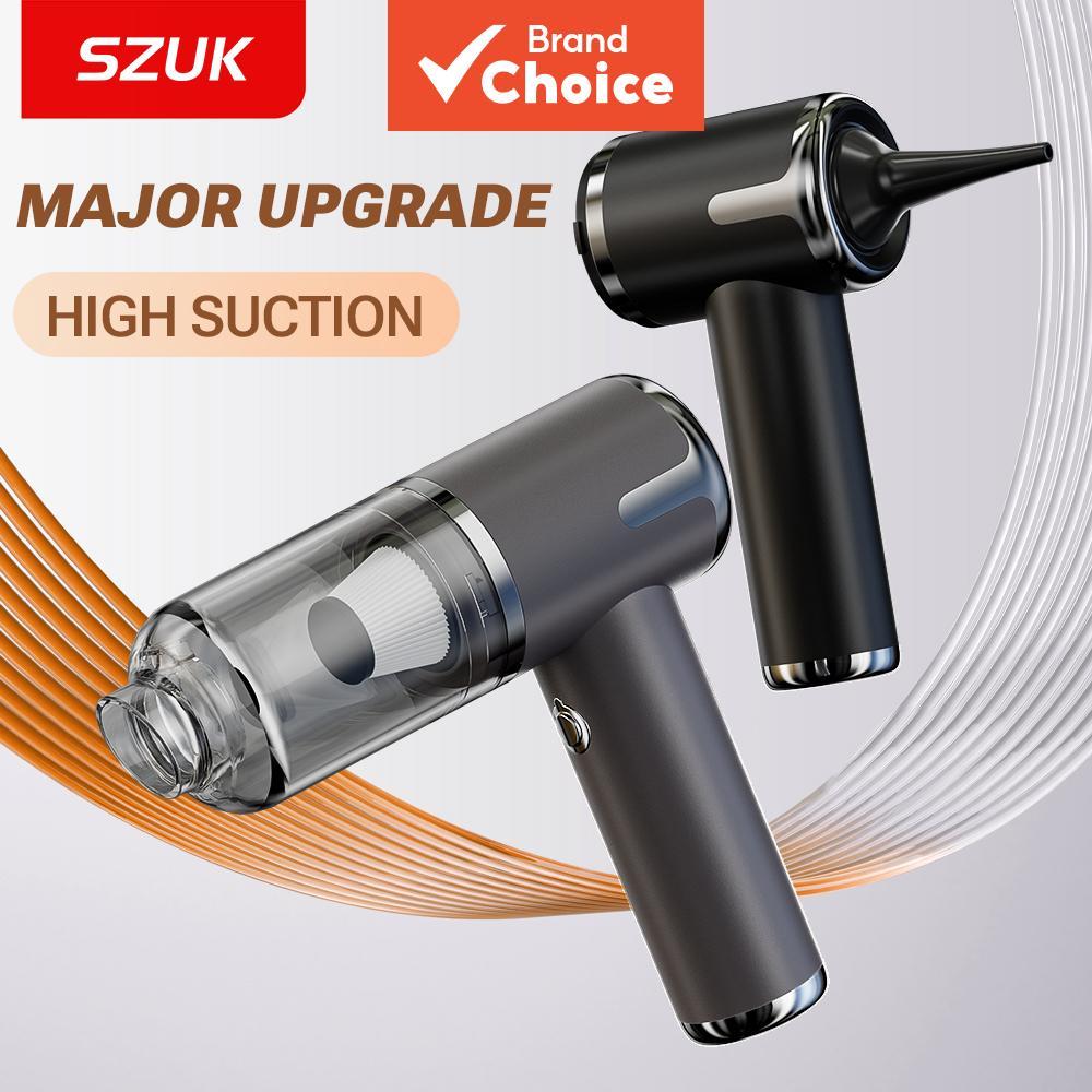 Aspirador de pó para carro SZUK, potente sucção mini secador de cabelo portátil sem fio, máquina de limpeza doméstica