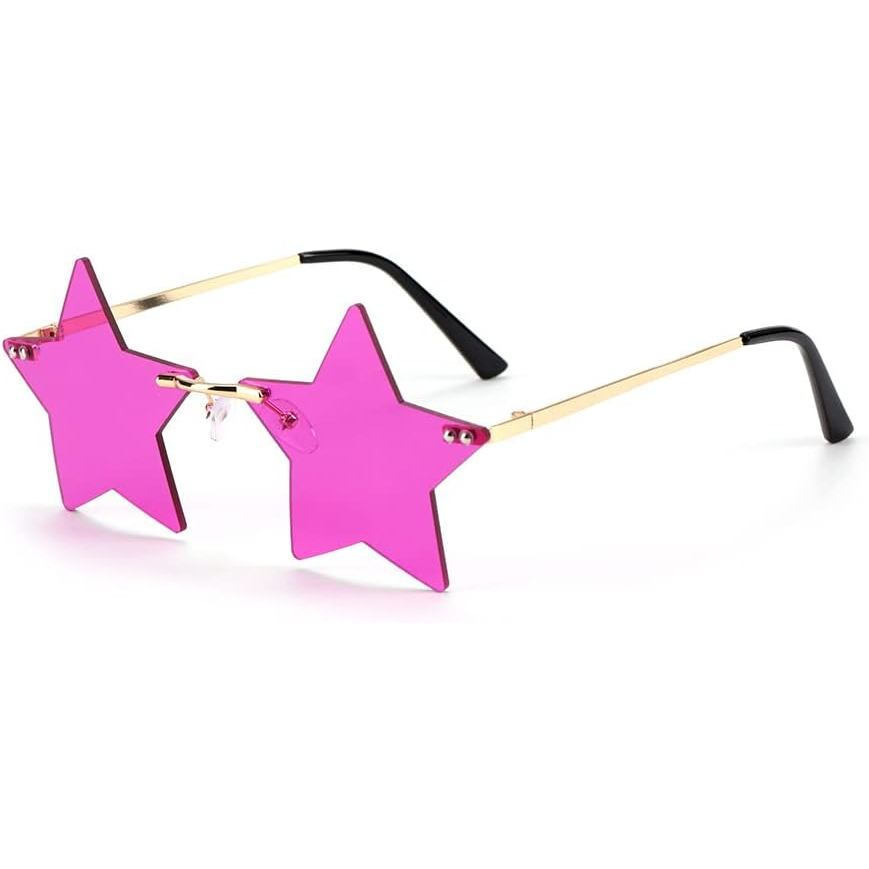 Óculos de Sol Sem Armação em Forma de Estrela, Óculos de Sol Modernos para Mulheres e Homens, Óculos de Festa, Óculos Pe