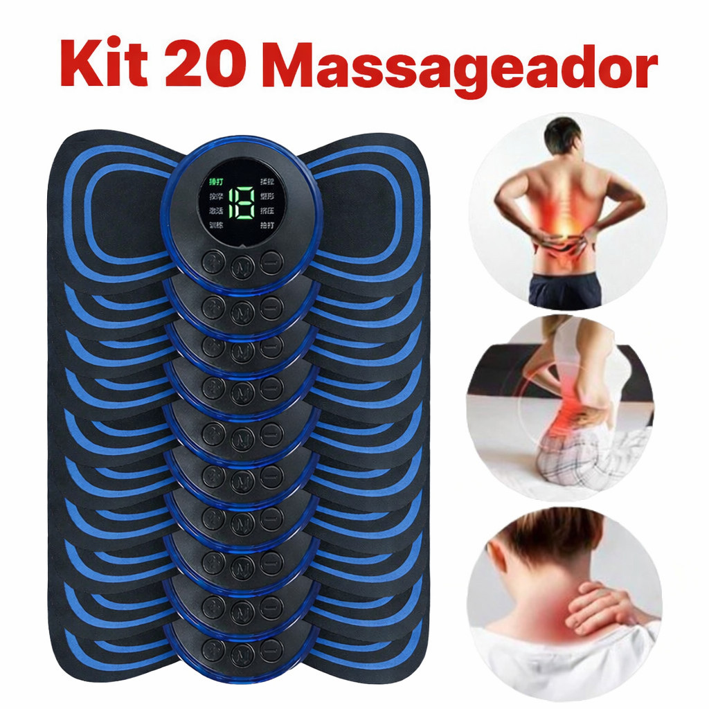 Kit 20 Massageador Elétrico EMS Portátil para Pescoço Cervical e Corpo