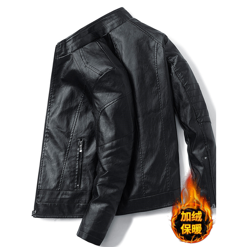 Jaqueta de couro masculina jaqueta de couro outono inverno forro de lã roupas espessadas na moda roupas masculinas quent