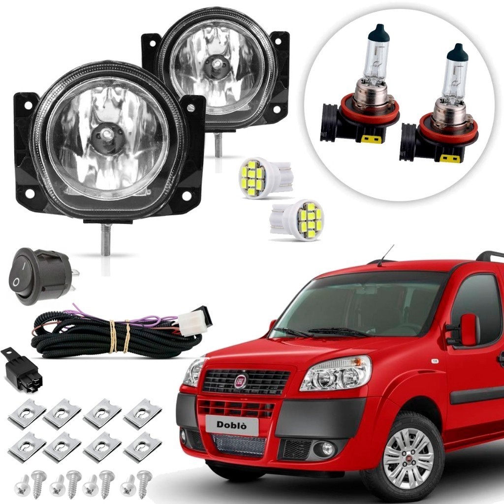 Kit Farol Milha Auxiliar Neblina Farolete Fiat Vidro Doblo 07 08 09 10 11 12 14 15 16 17 18 19 20
