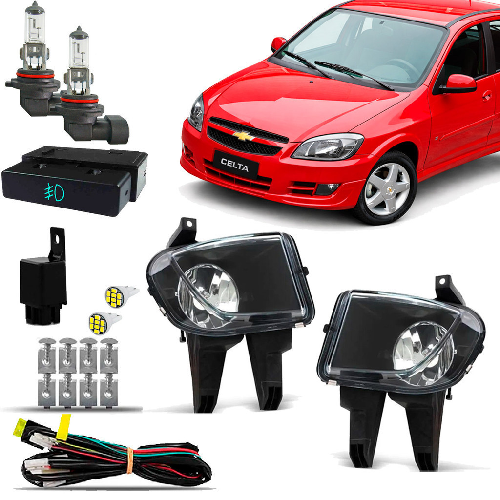 Kit Farol Milha Neblina Farolete Auxiliar Cibie Completo Celtinha Celta Prisma 2012 2013 2014 2015 Botao Modelo Original