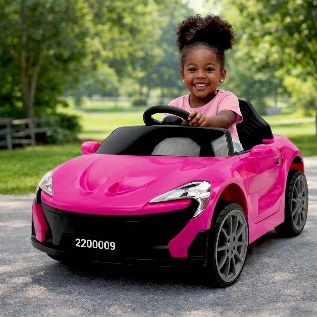 Carro Elétrico Infantil 6V Rosa Estilo McLaren Mini Veículo Bateria Passeio Seguro Rodinhas