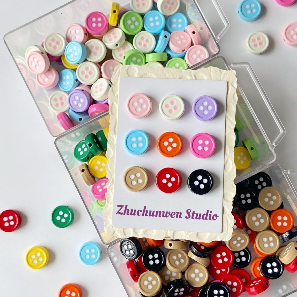 5 Pçs/set 12 * 12mm Bonito Dopamina Através Do Furo Botão De Liga DIY Contas Artesanais Artesanato Suprimentos Colar Faz