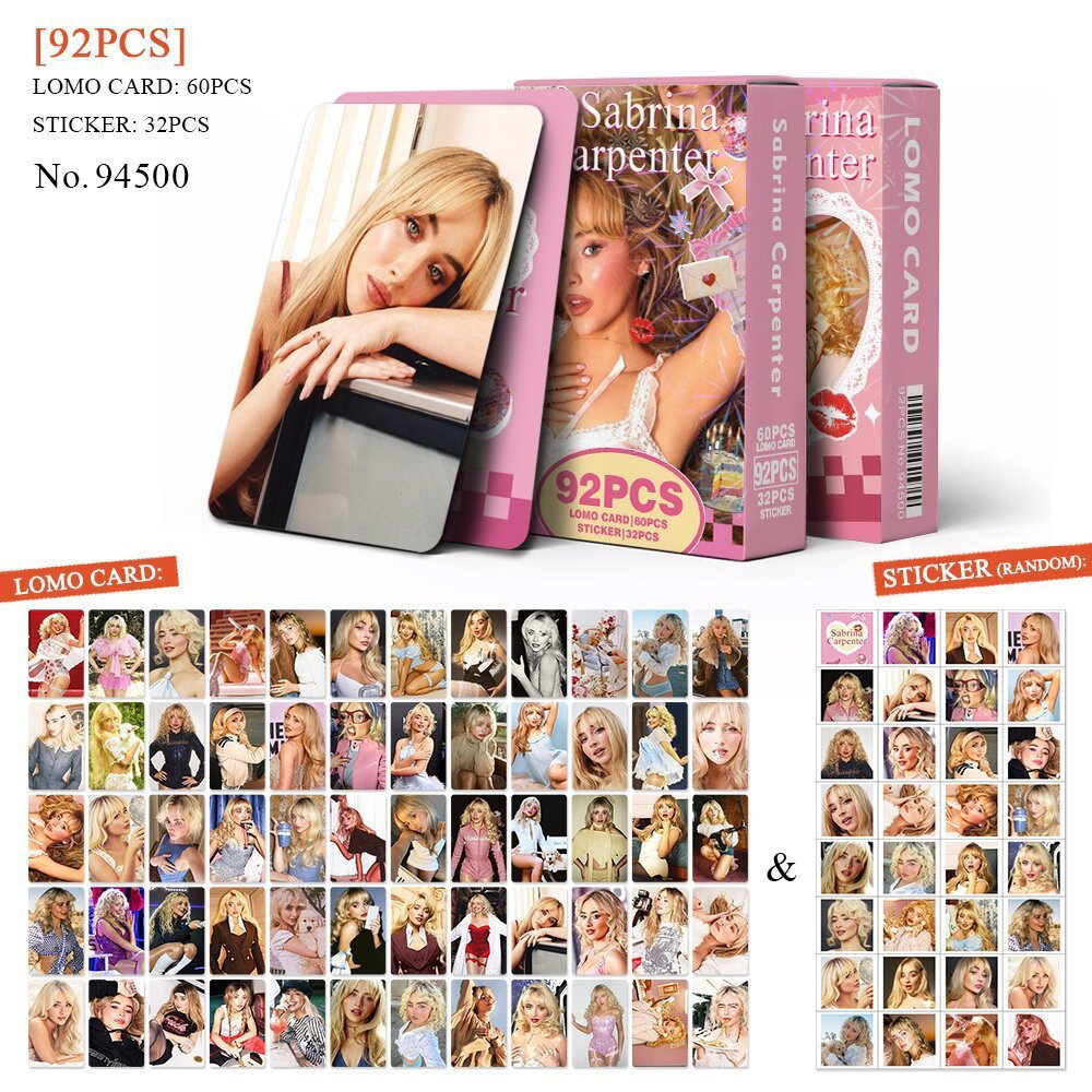 Sabrina Carpenter Photocard Lomo Card 60pcs Cartão + 32pcs Adesivo