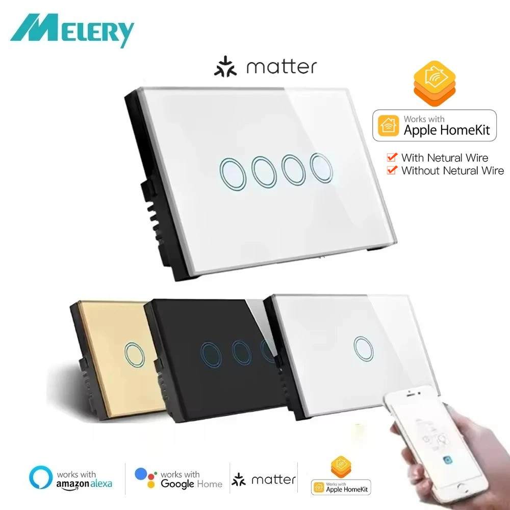 Melery Matéria Protocolo WiFi Luz Inteligente Interruptor De Parede Sensor Toque Controle Remoto Por Alexa Google Casa S